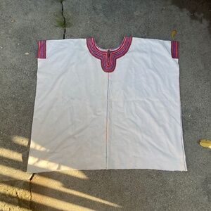 Vintage Guatemala huipil blouse top shirt Mexico handwoven white embroidered 70s